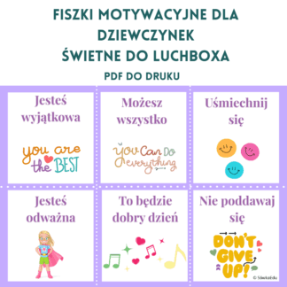 Fiszki motywacyjne do śniadaniówki dla dziewczynek (PDF)