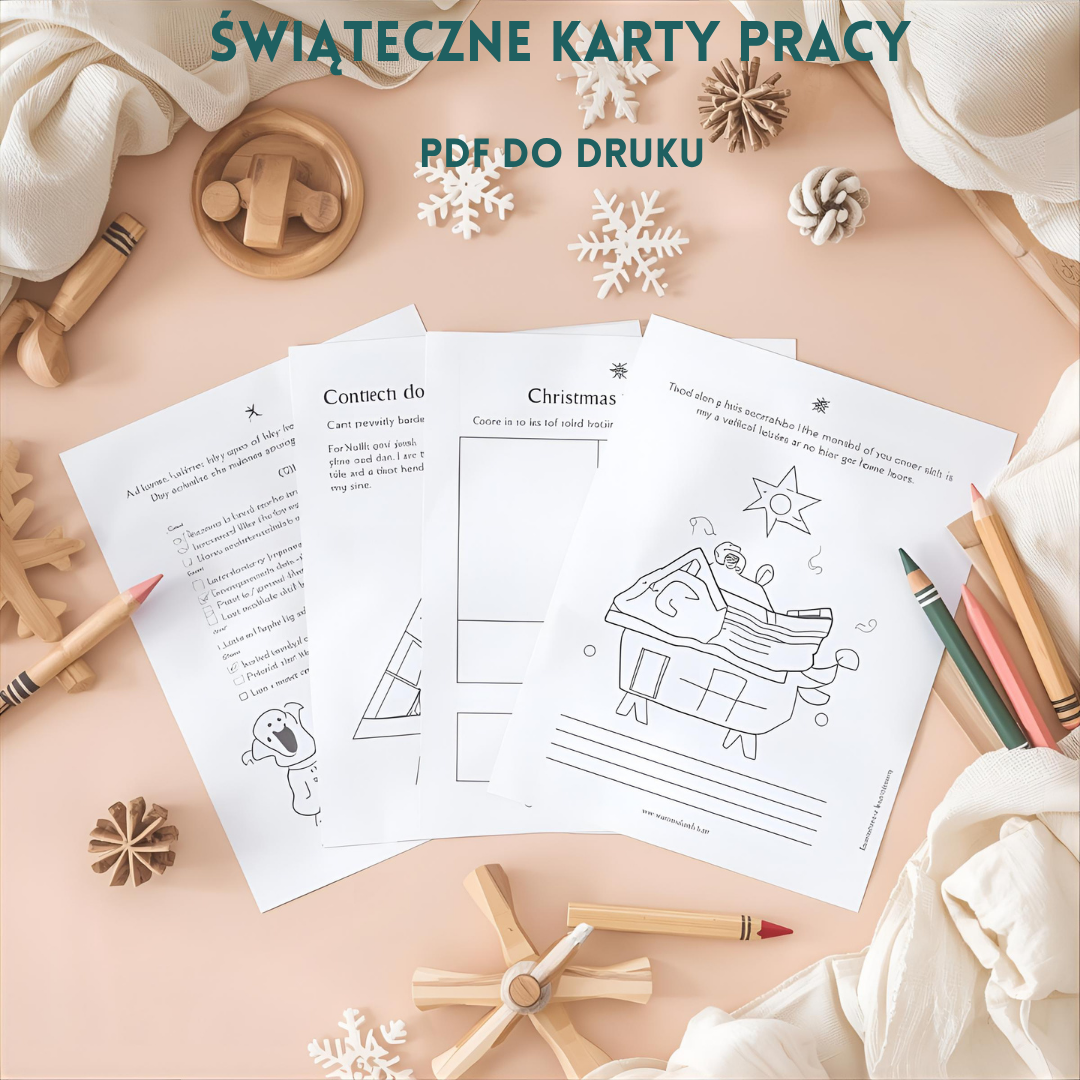 Świąteczne karty pracy do druku — 15 stron PDF dla dzieci