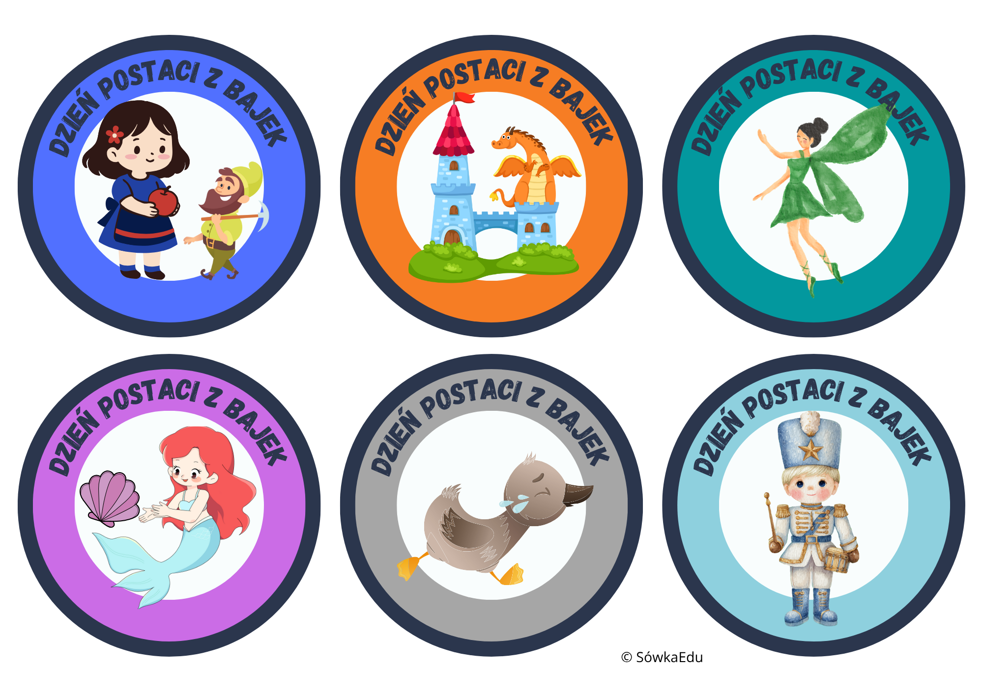 Odznaki na Dzień Postaci z Bajek do druku – dla przedszkola - obrazek 2