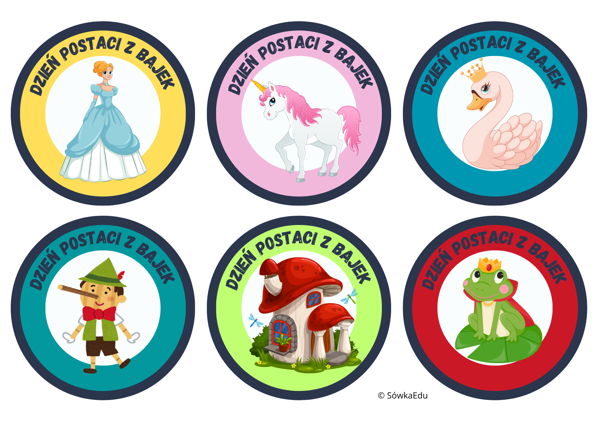Odznaki na Dzień Postaci z Bajek do druku – dla przedszkola - obrazek 3