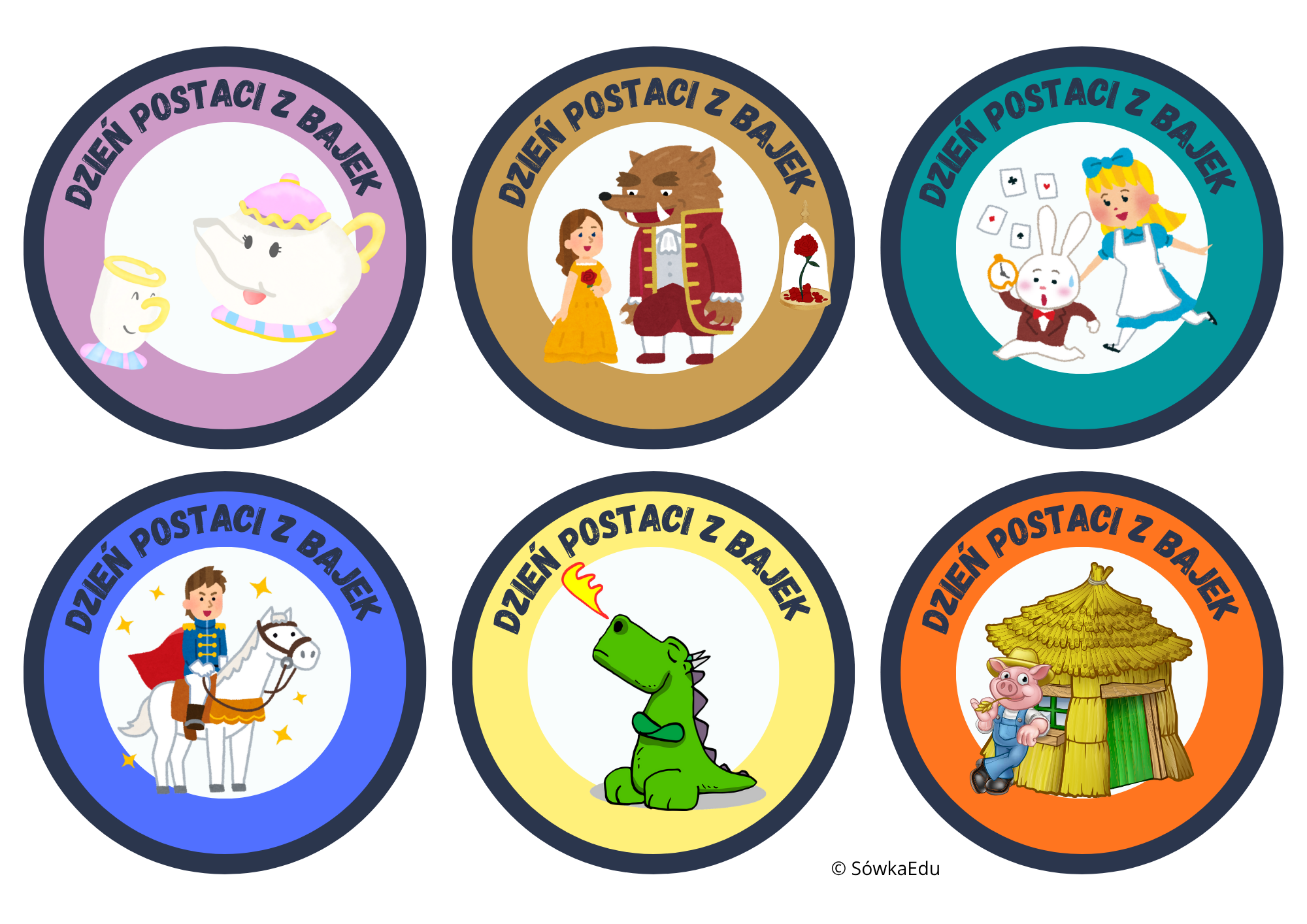 Odznaki na Dzień Postaci z Bajek do druku – dla przedszkola - obrazek 4