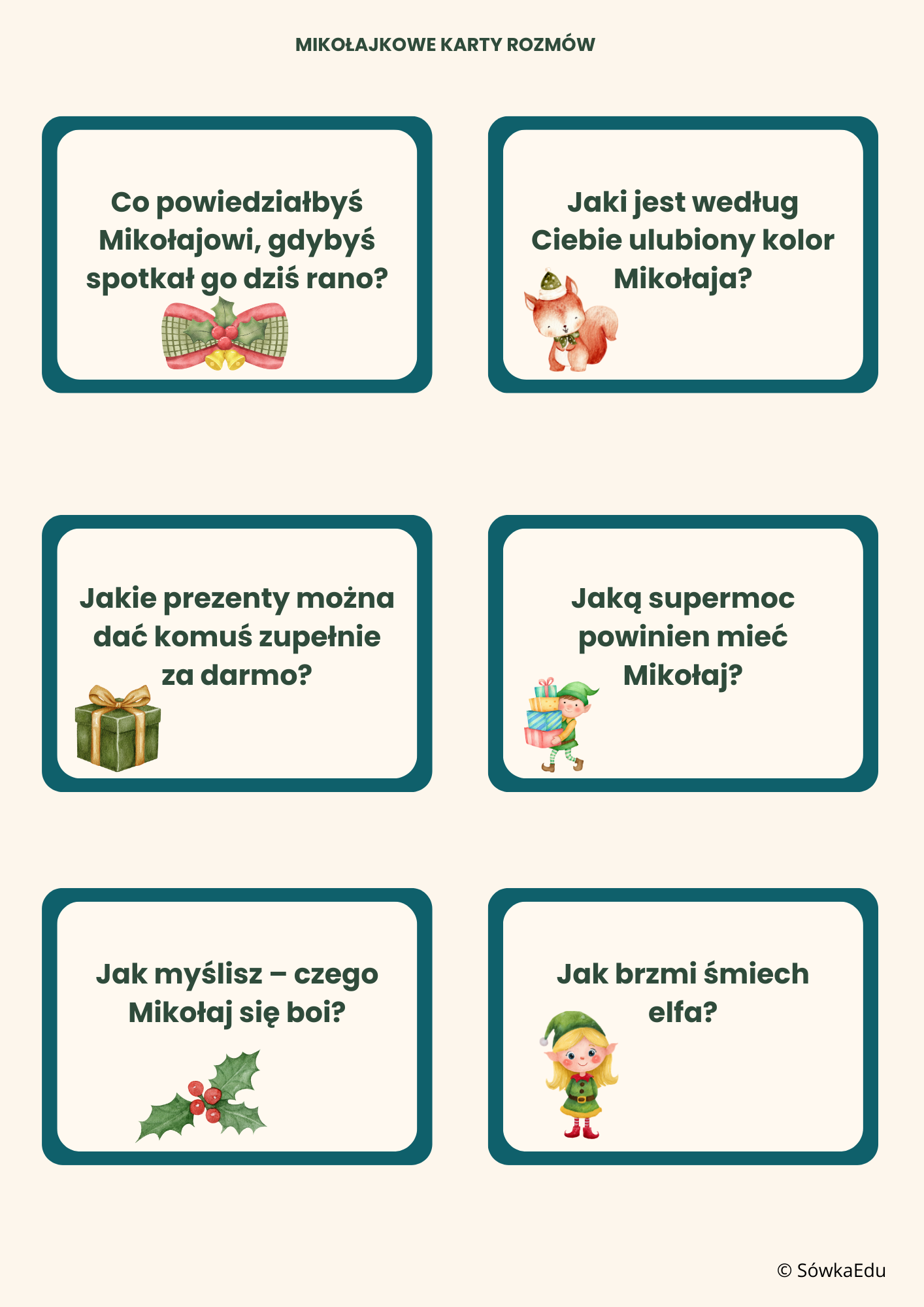 Mikołajkowe Karty Rozmów dla Przedszkolaków - obrazek 2